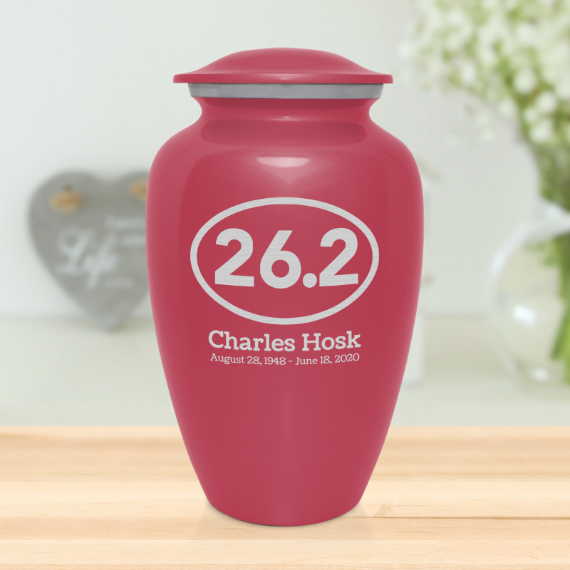 Marathon 26.2 Running Cremation Urn - Rose Pink