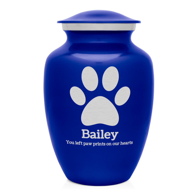 Large Pawprint Pet Cremation Urn - Midnight Blue