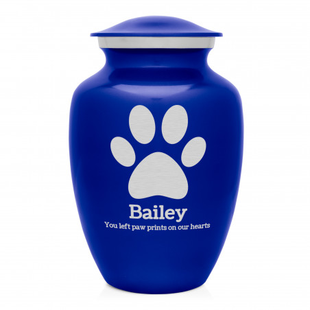 Large Pawprint Pet Cremation Urn - Midnight Blue
