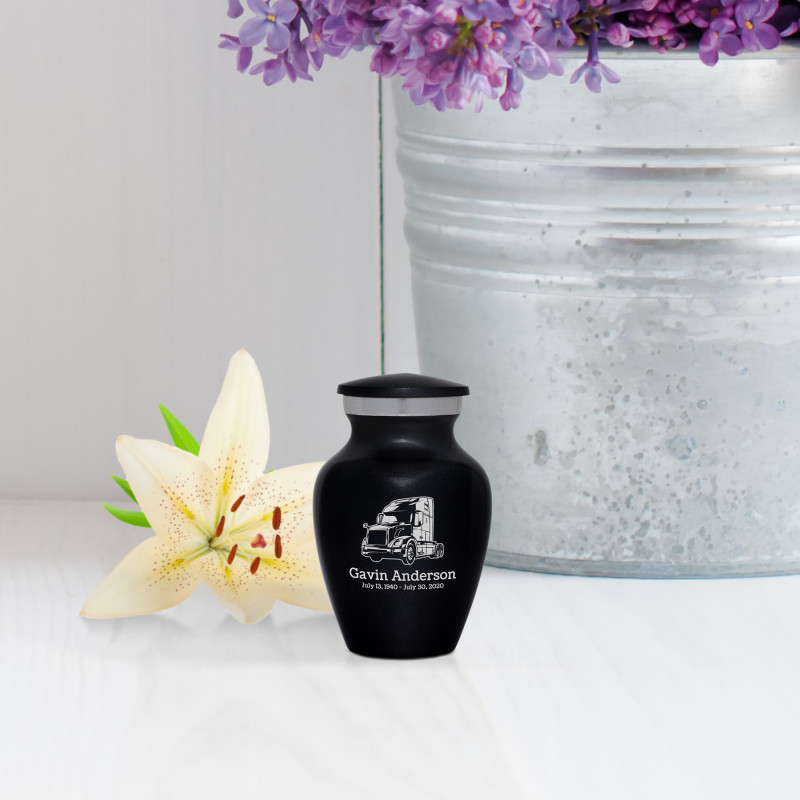 Semi Truck II Keepsake Urn - Jet Black
