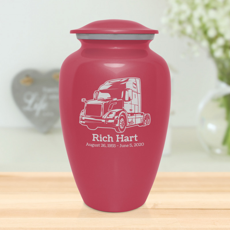 Semi Truck II Cremation Urn - Rose Pink