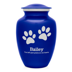 Large Pawprints Pet Cremation Urn - Midnight Blue
