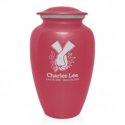 Marijuana Holding Hands Cremation Urn - Rose Pink