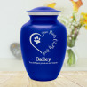 Large Paw Prints On My Heart Pet Cremation Urn - Midnight Blue