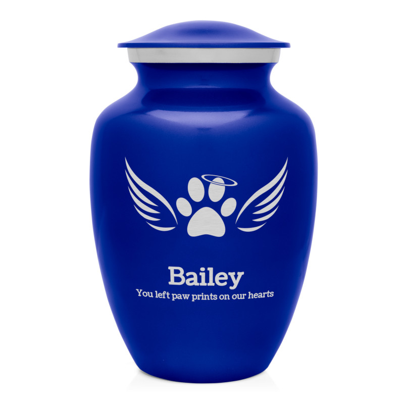 Large Angel Wings Pet Cremation Urn - Midnight Blue