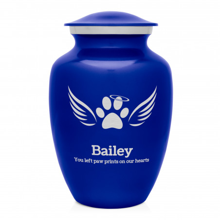 Large Angel Wings Pet Cremation Urn - Midnight Blue