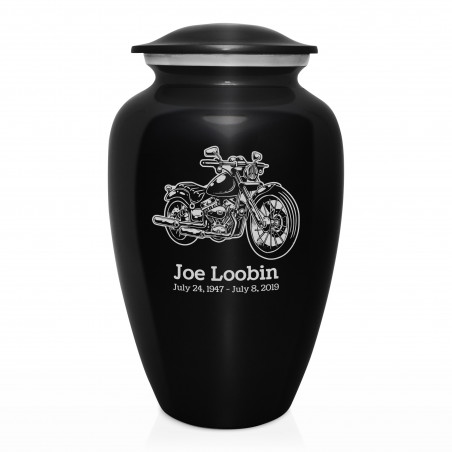 Motorcycle II Cremation Urn - Jet Black