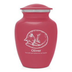Small Dreaming Kitten Pet Cremation Urn - Rose Pink
