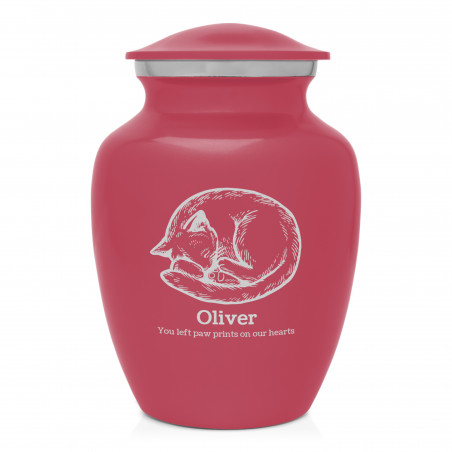 Small Dreaming Kitten Pet Cremation Urn - Rose Pink