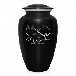 My Brother Walks With Me Cremation Urn - Jet Black
