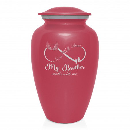 My Brother Walks With Me Cremation Urn - Rose Pink