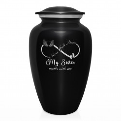 My Sister Walks With Me Cremation Urn - Jet Black