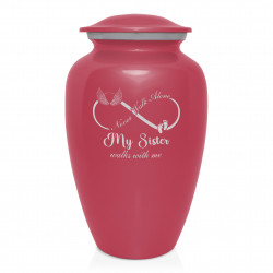 My Sister Walks With Me Cremation Urn - Rose Pink