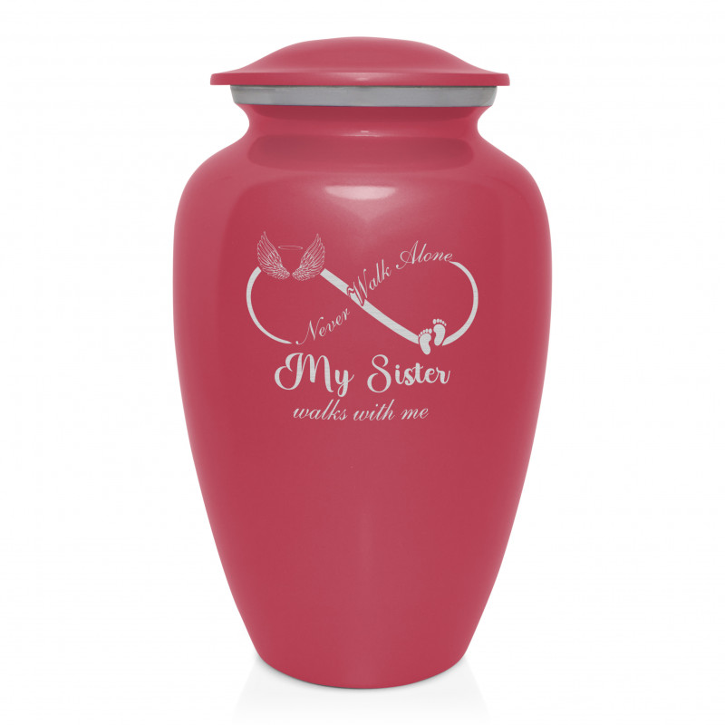 My Sister Walks With Me Cremation Urn - Rose Pink