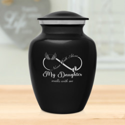 My Daughter Walks With Me Sharing Urn - Jet Black