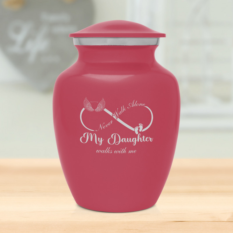 My Daughter Walks With Me Sharing Urn - Rose Pink