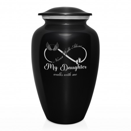 My Daughter Walks With Me Cremation Urn - Jet Black
