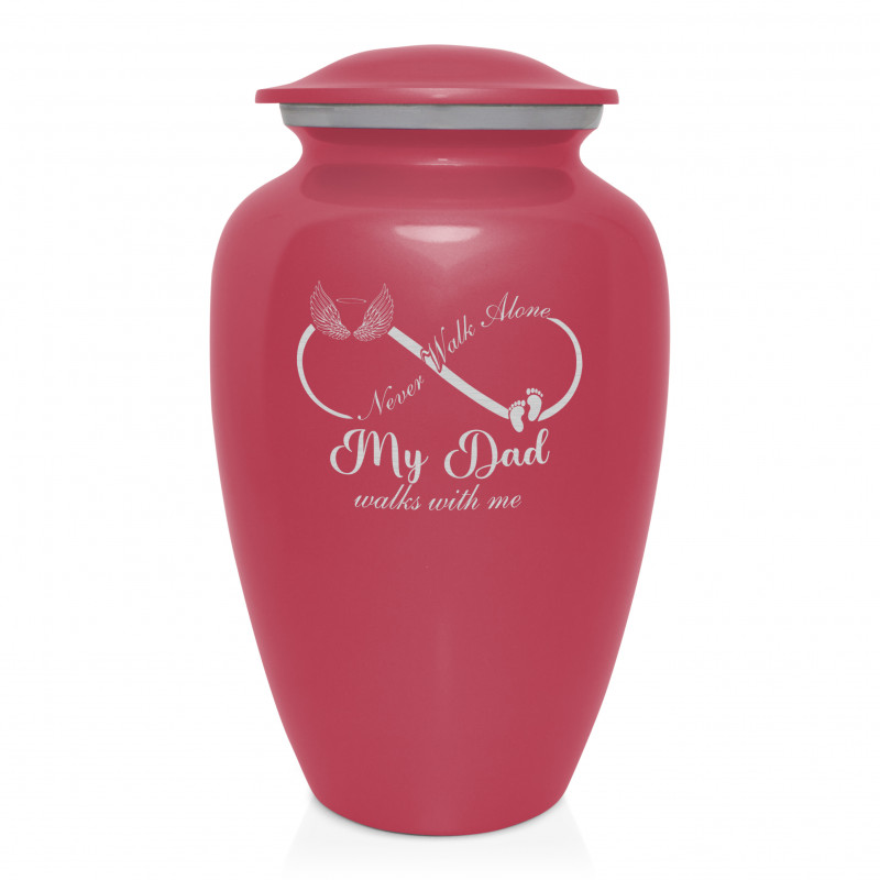 My Dad Walks With Me Cremation Urn - Rose Pink