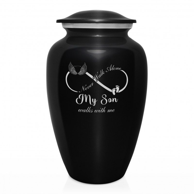 My Son Walks With Me Cremation Urn - Jet Black