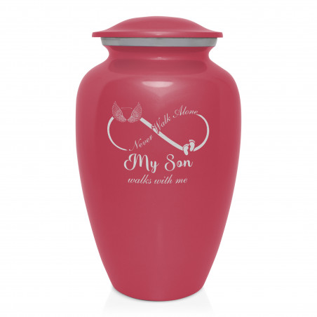 My Son Walks With Me Cremation Urn - Rose Pink