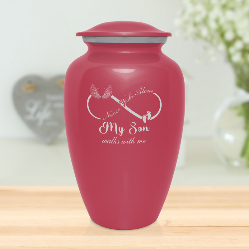 My Son Walks With Me Cremation Urn - Rose Pink