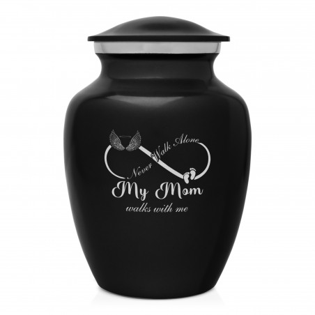 My Mom Walks With Me Sharing Urn - Jet Black