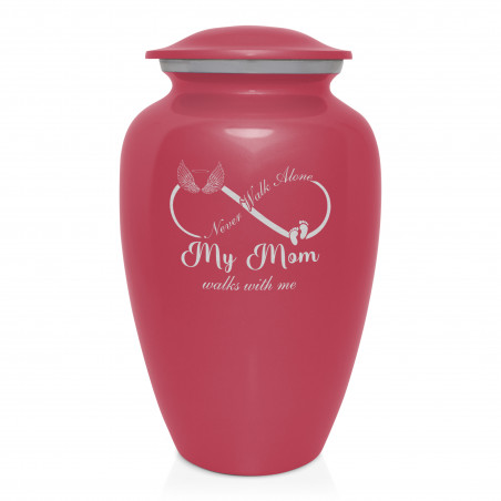 My Mom Walks With Me Cremation Urn - Rose Pink