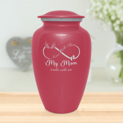 My Mom Walks With Me Cremation Urn - Rose Pink