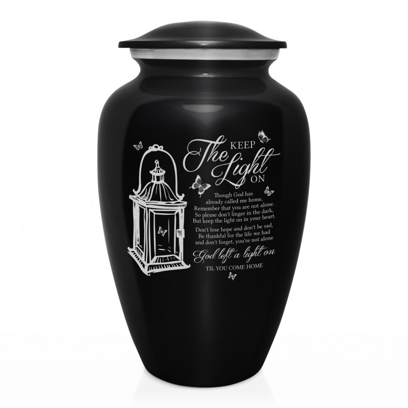 Keep the Light On Cremation Urn - Jet Black