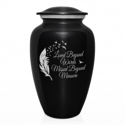 Loved Beyond Words Cremation Urn - Jet Black