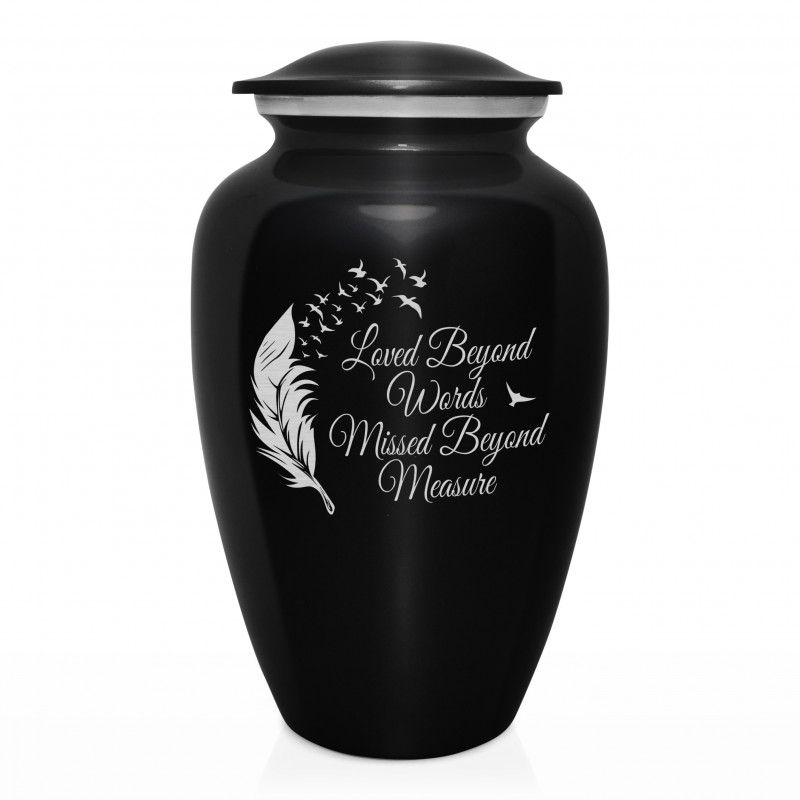 Loved Beyond Words Cremation Urn - Jet Black