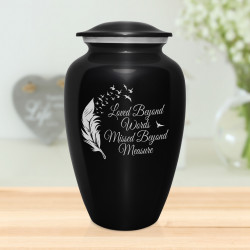 Loved Beyond Words Cremation Urn - Jet Black