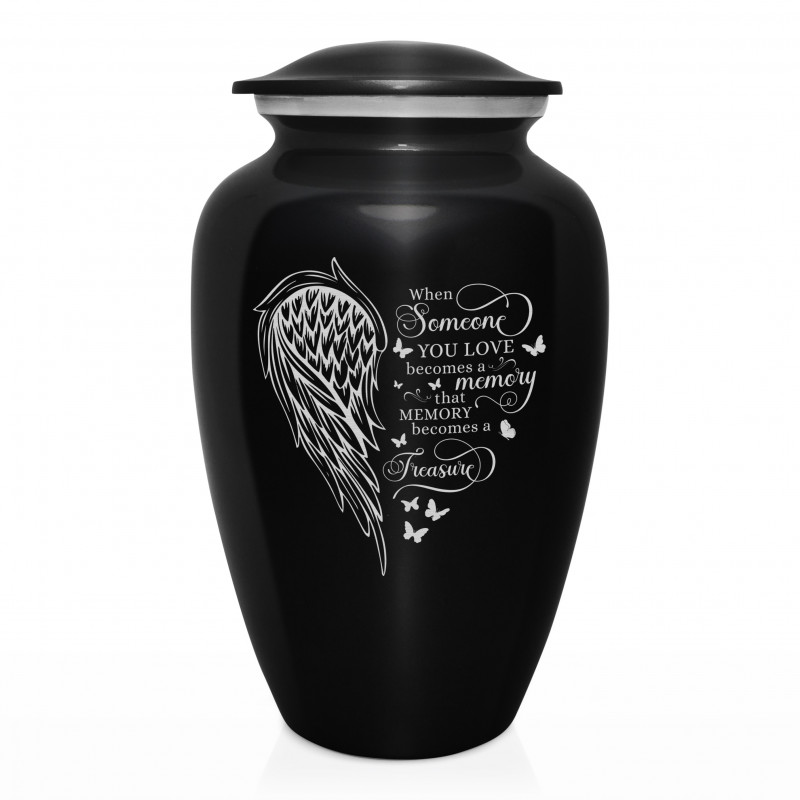 Memory Becomes a Treasure Cremation Urn - Jet Black