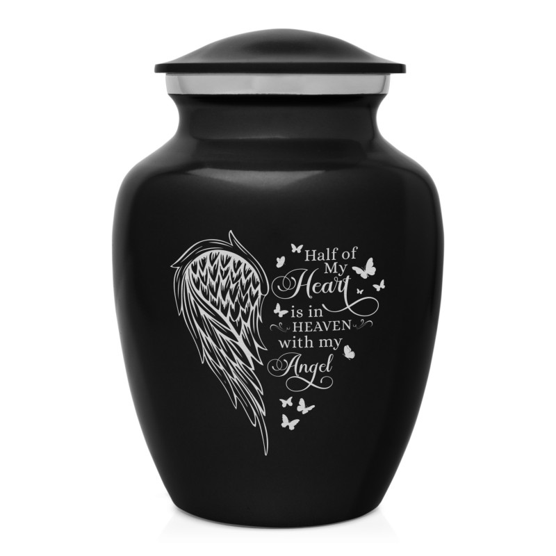 Heart Is In Heaven Sharing Urn - Jet Black