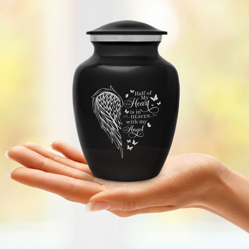 Heart Is In Heaven Sharing Urn - Jet Black