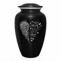 Heart Is In Heaven Cremation Urn - Jet Black