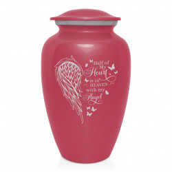 Heart Is In Heaven Cremation Urn - Rose Pink