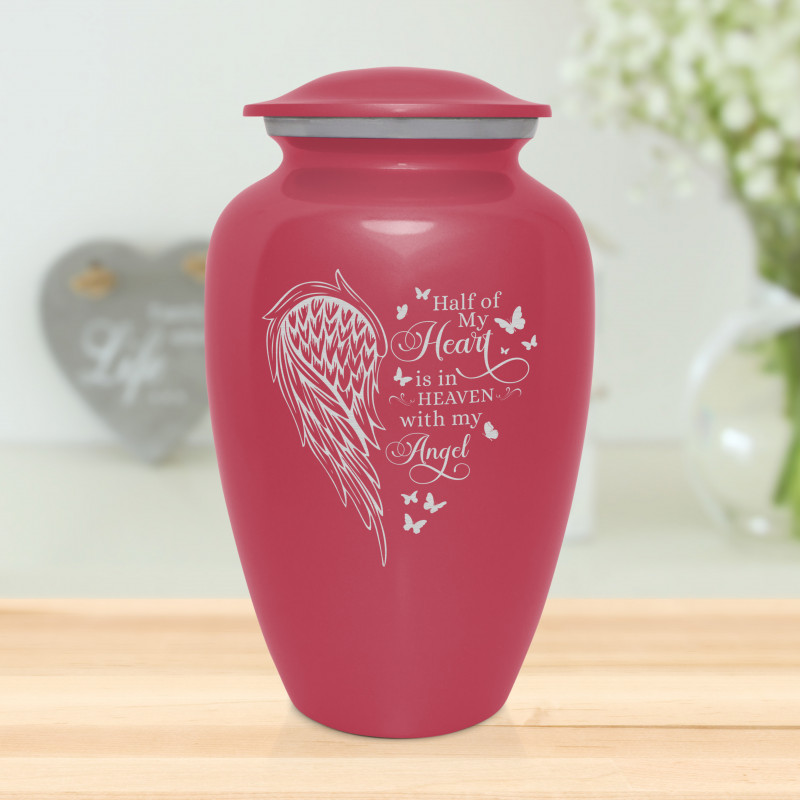 Heart Is In Heaven Cremation Urn - Rose Pink