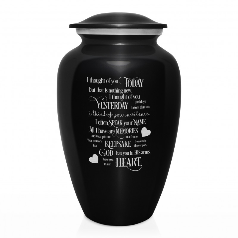 I Thought Of You Today Cremation Urn - Jet Black