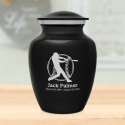 Baseball Sharing Urn - Jet Black