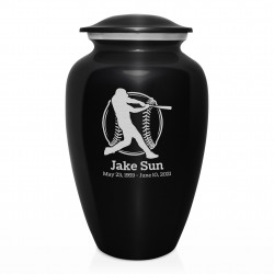 Baseball Cremation Urn - Jet Black