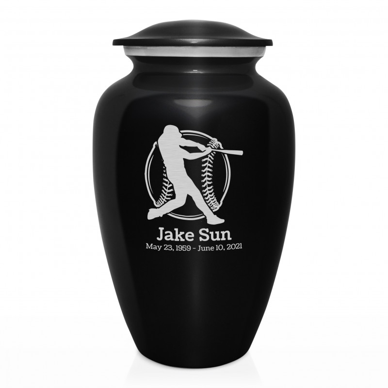Baseball Cremation Urn - Jet Black