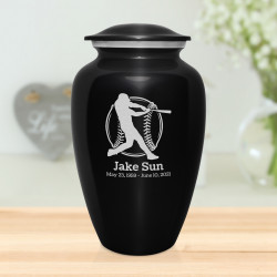 Baseball Cremation Urn - Jet Black