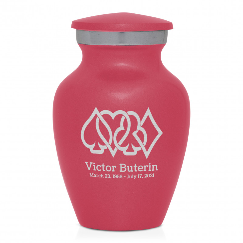 Card Suits Keepsake Urn - Rose Pink
