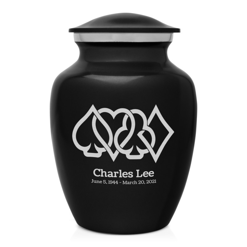 Card Suits Sharing Urn - Jet Black