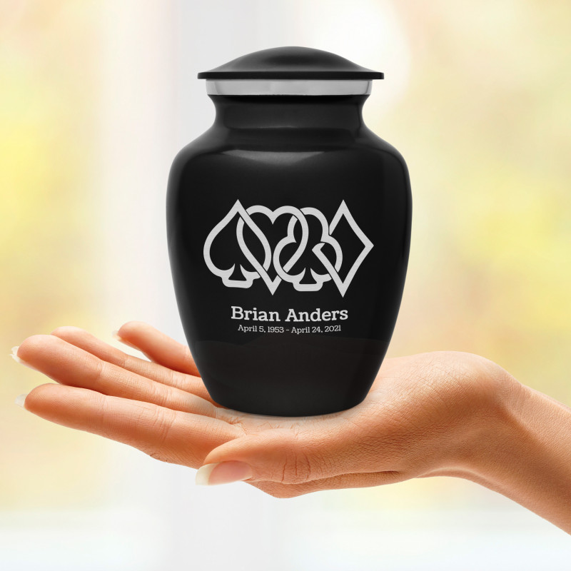Card Suits Sharing Urn - Jet Black