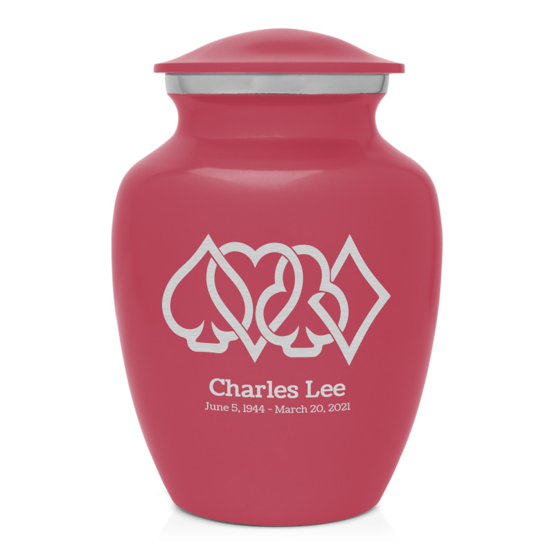 Card Suits Sharing Urn - Rose Pink