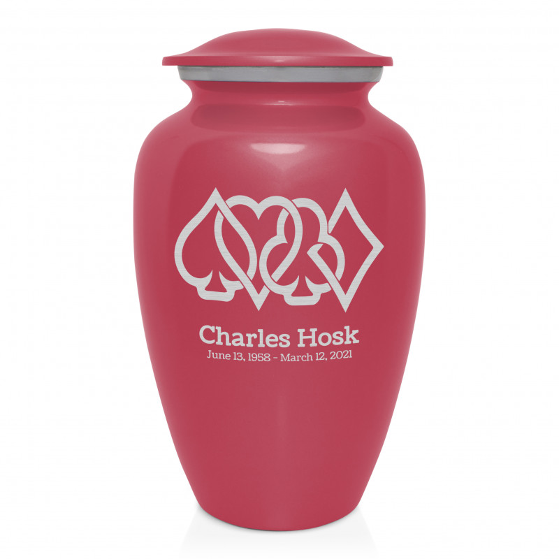 Card Suits Cremation Urn - Rose Pink