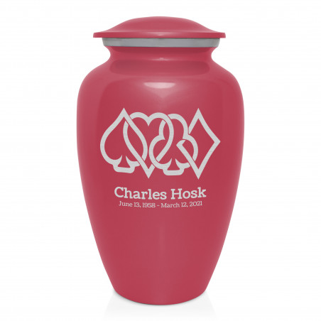 Card Suits Cremation Urn - Rose Pink