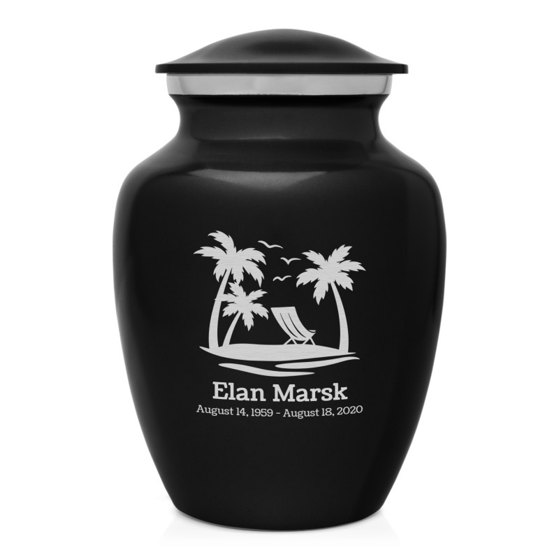 Tropical Beach Sharing Urn - Jet Black